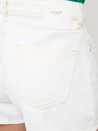 Women Shorts Relaxed Fit White High Rise