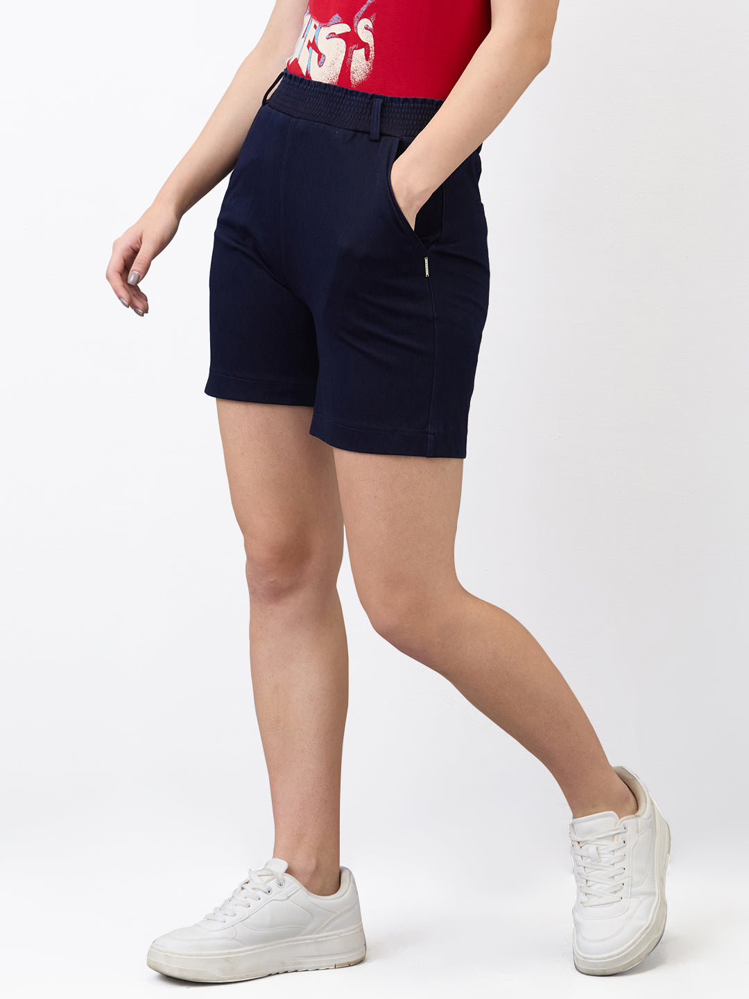 Spykar Blue Regular Fit Shorts For Women