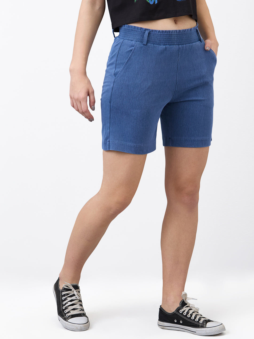 Spykar Blue Regular Fit Shorts For Women