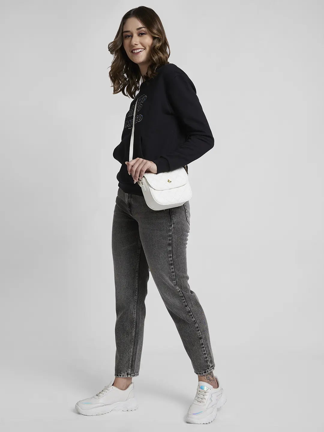 Spykar Black Regular Fit Casual Sweatshirts For Women