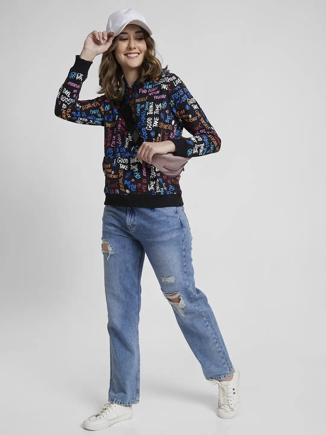Spykar Black Regular Fit Casual Sweatshirts For Women