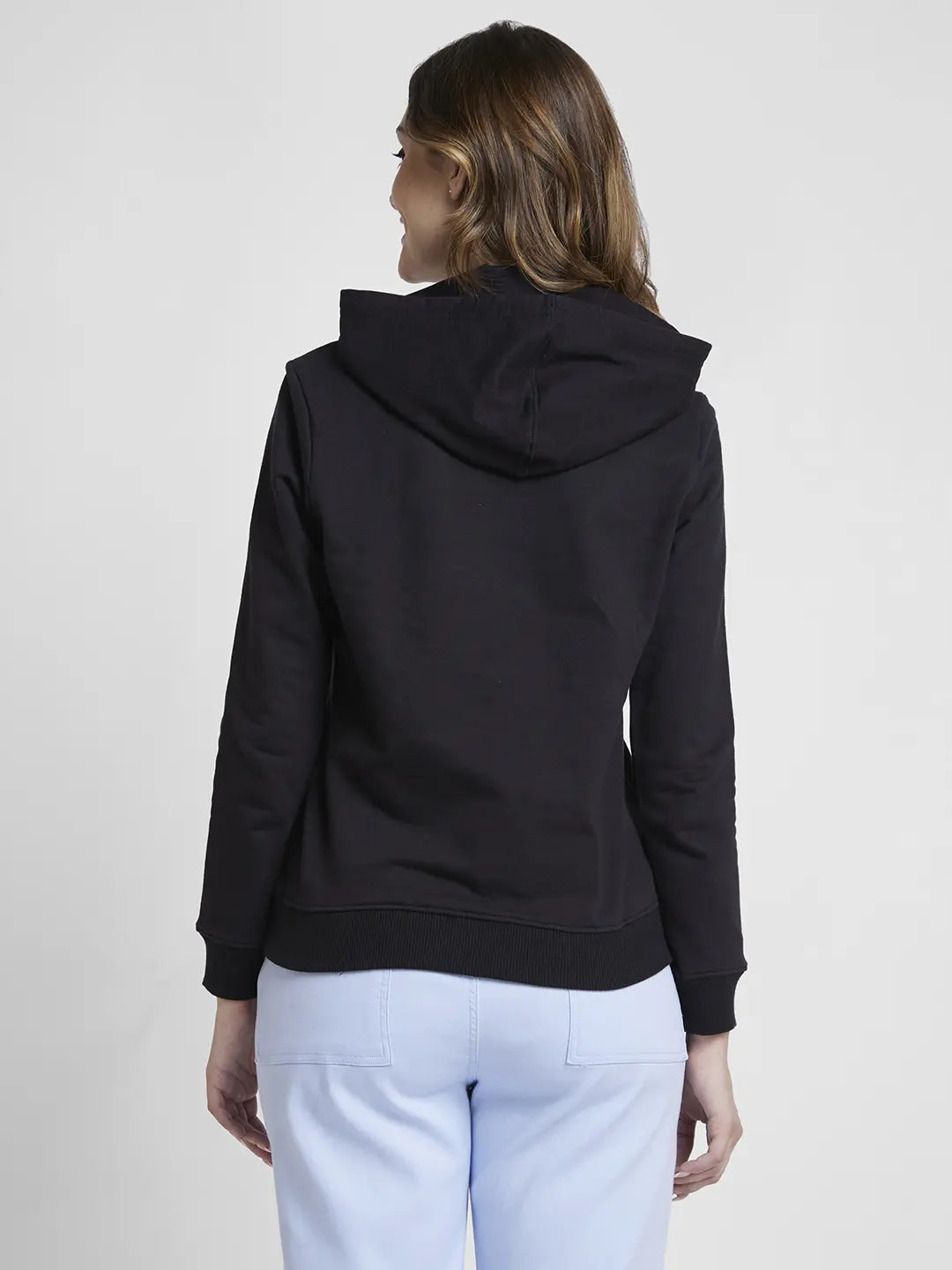 Spykar Black Regular Fit Casual Sweatshirts For Women