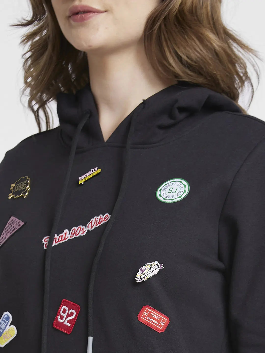 Spykar Black Regular Fit Casual Sweatshirts For Women