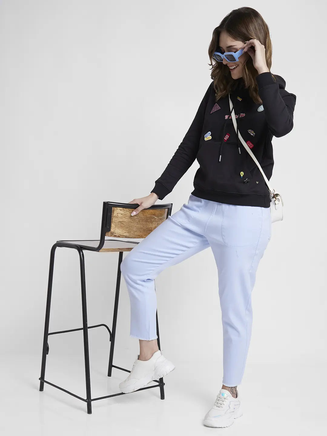 Spykar Black Regular Fit Casual Sweatshirts For Women