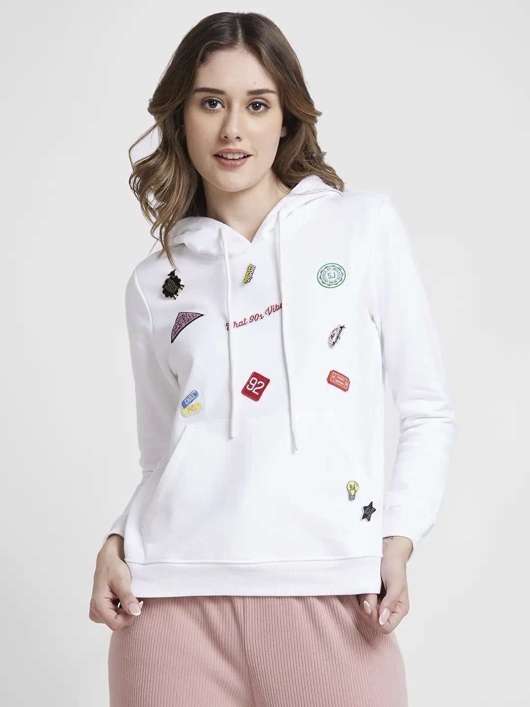 Spykar White Regular Fit Casual Sweatshirts For Women
