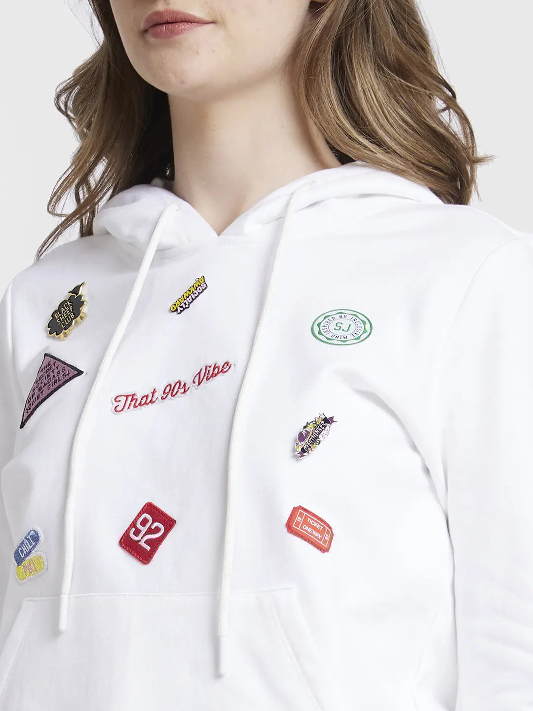 Spykar White Regular Fit Casual Sweatshirts For Women