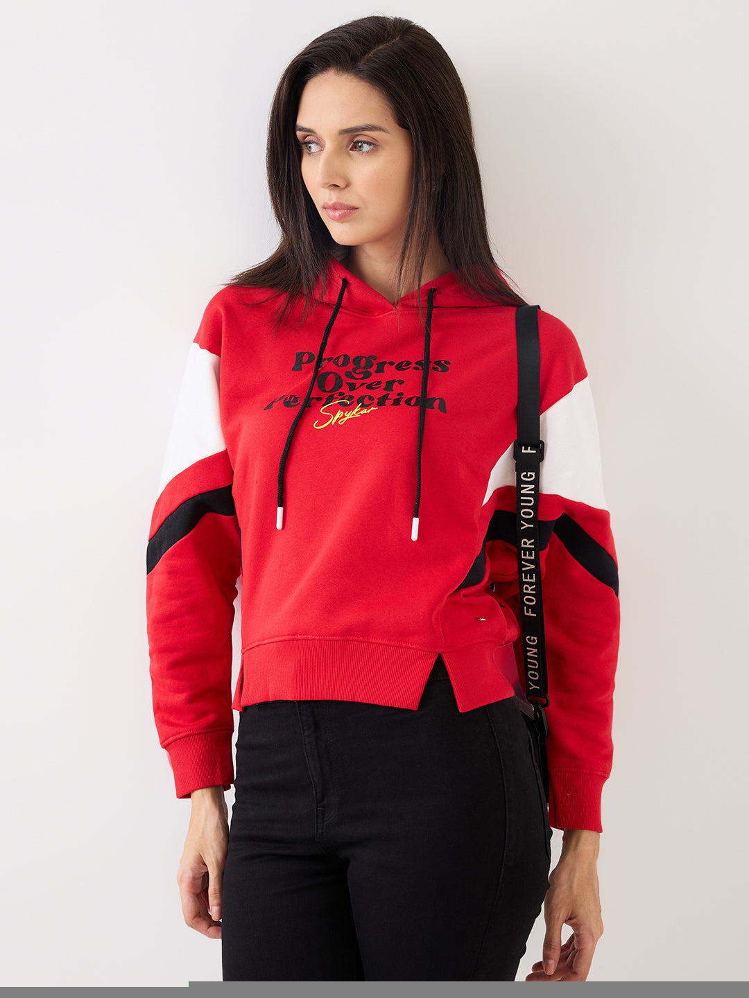 Spykar Crimson Red Comfort Fit Casual Sweatshirts For Women