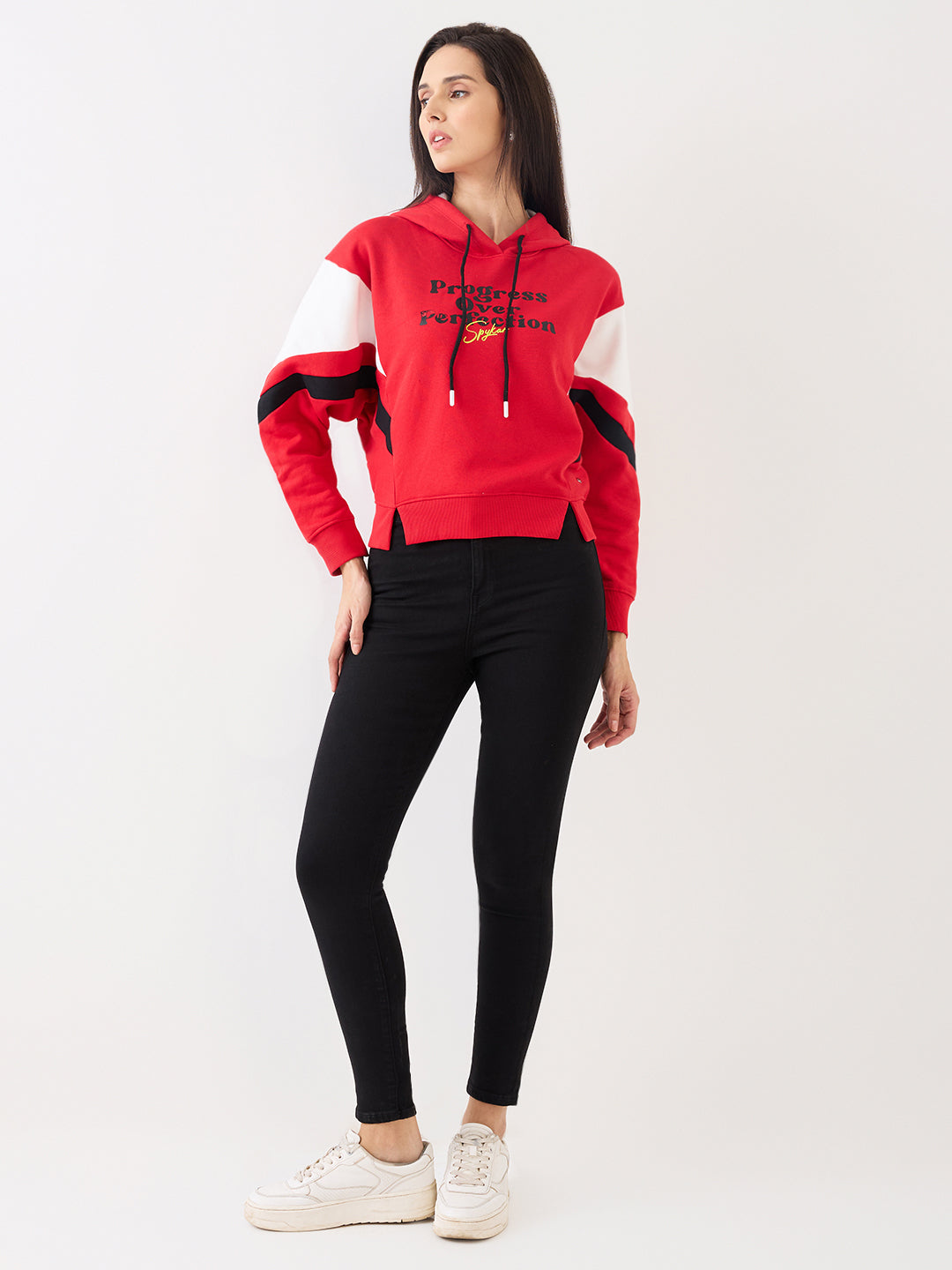 Spykar Crimson Red Comfort Fit Casual Sweatshirts For Women