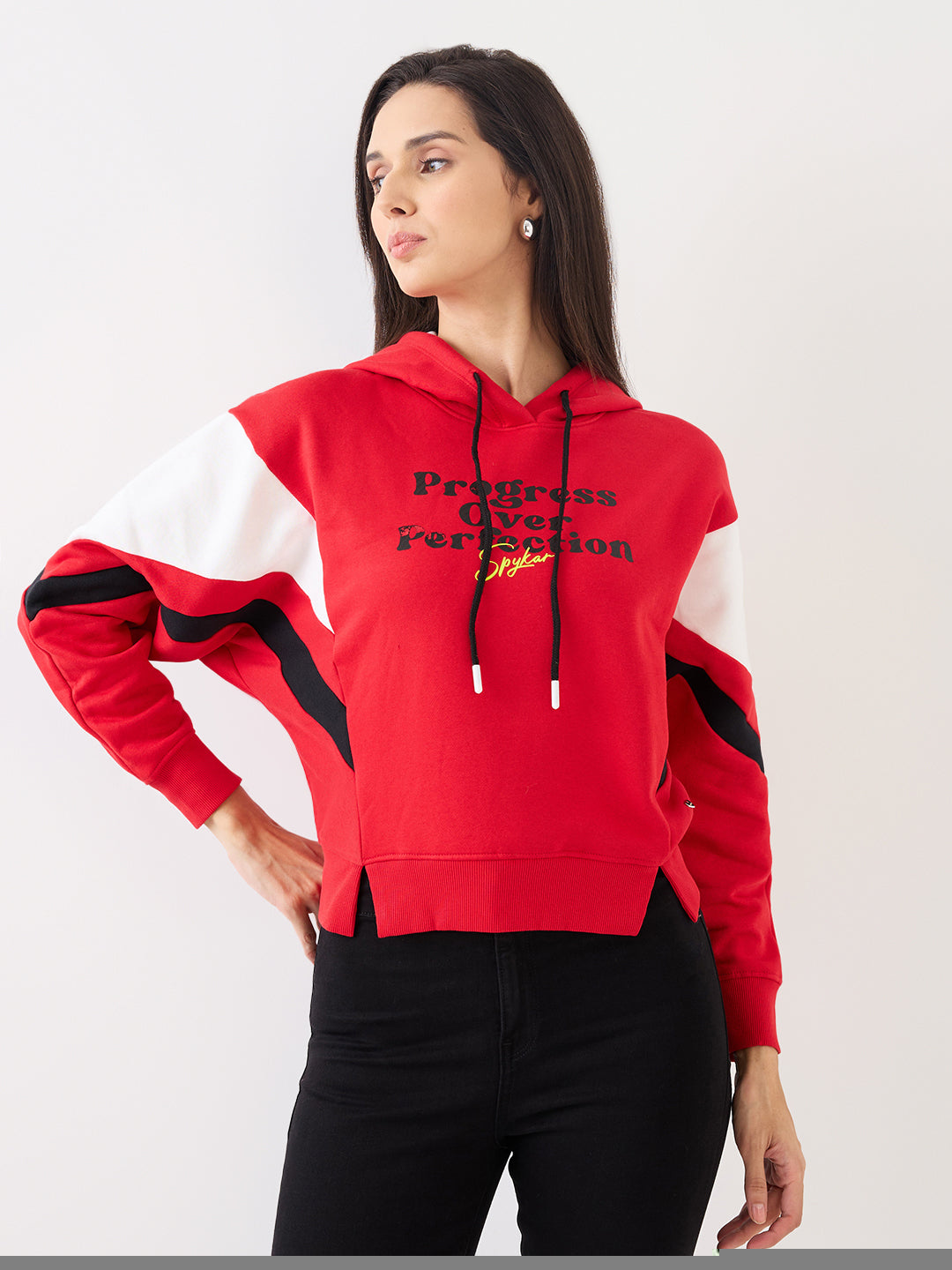 Spykar Crimson Red Comfort Fit Casual Sweatshirts For Women