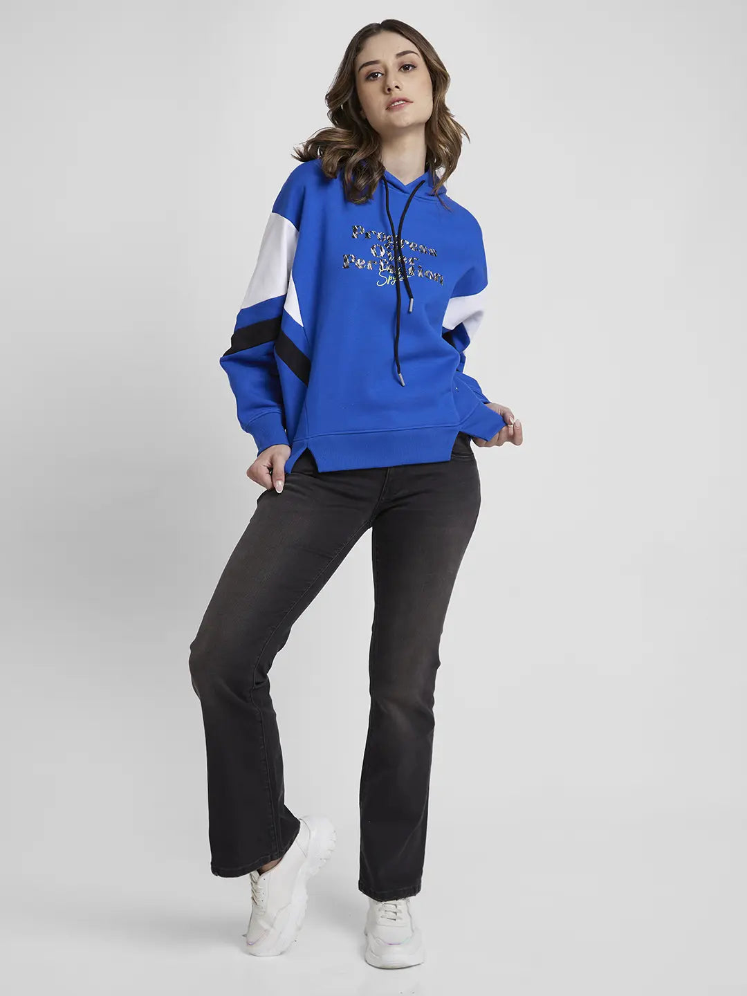 Spykar Galactic Cobalt Comfort Fit Casual Sweatshirts For Women