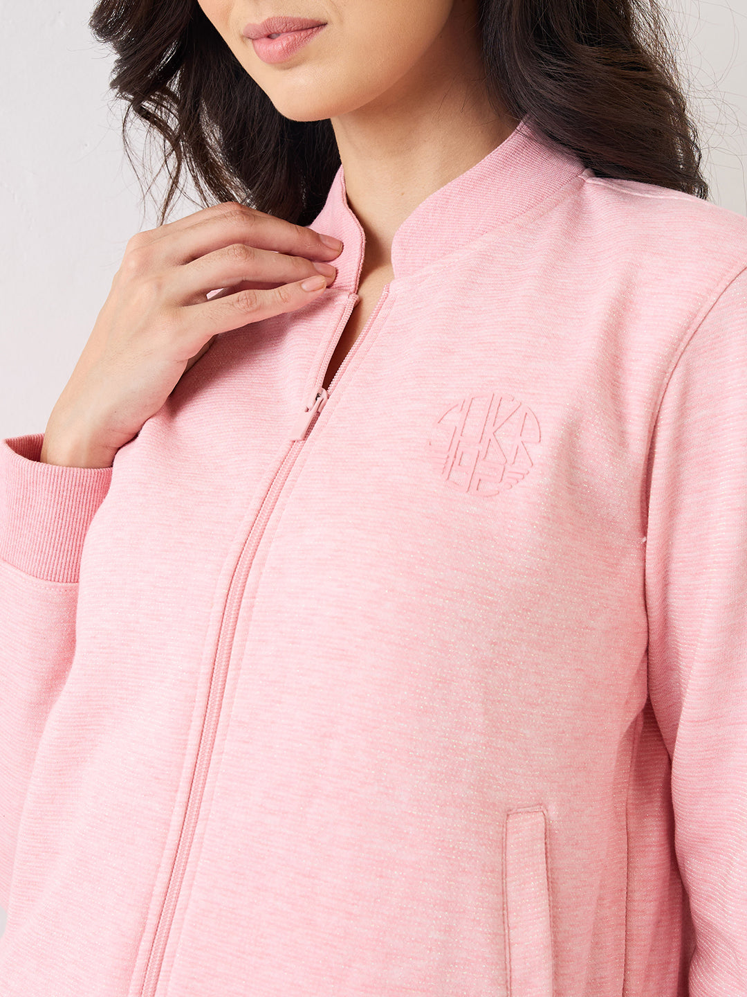 Spykar Powder Pink Regular Fit Casual Sweatshirts For Women