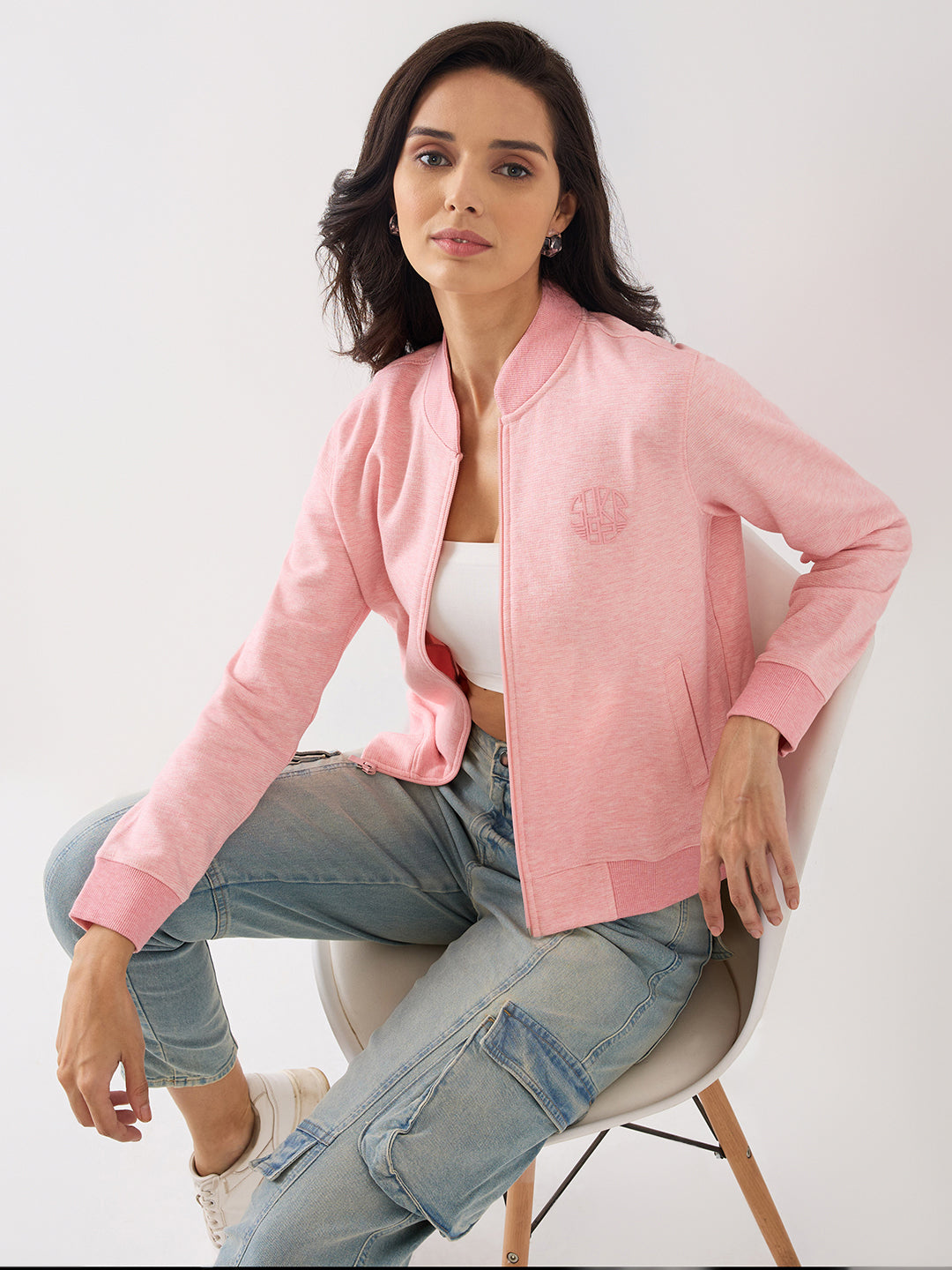 Spykar Powder Pink Regular Fit Casual Sweatshirts For Women
