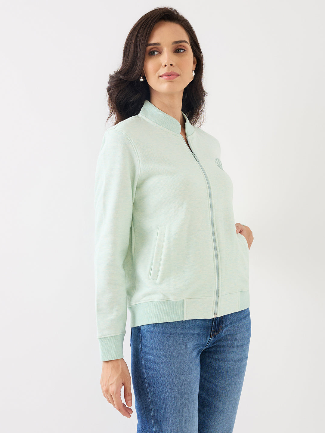 Spykar Sea Green Regular Fit Casual Sweatshirts For Women