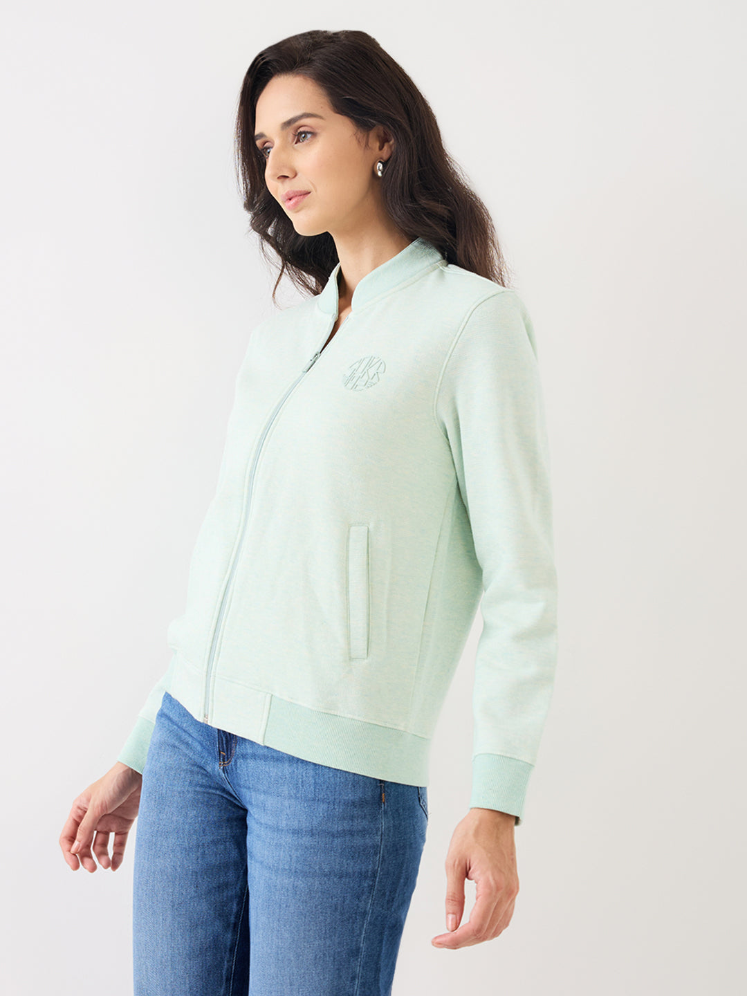 Spykar Sea Green Regular Fit Casual Sweatshirts For Women