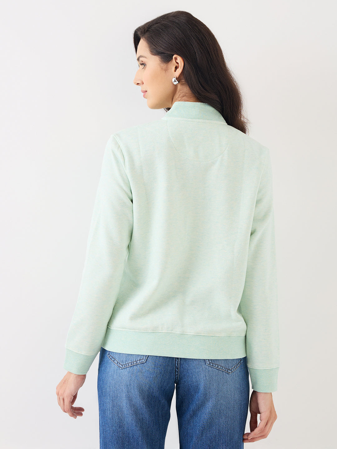 Spykar Sea Green Regular Fit Casual Sweatshirts For Women