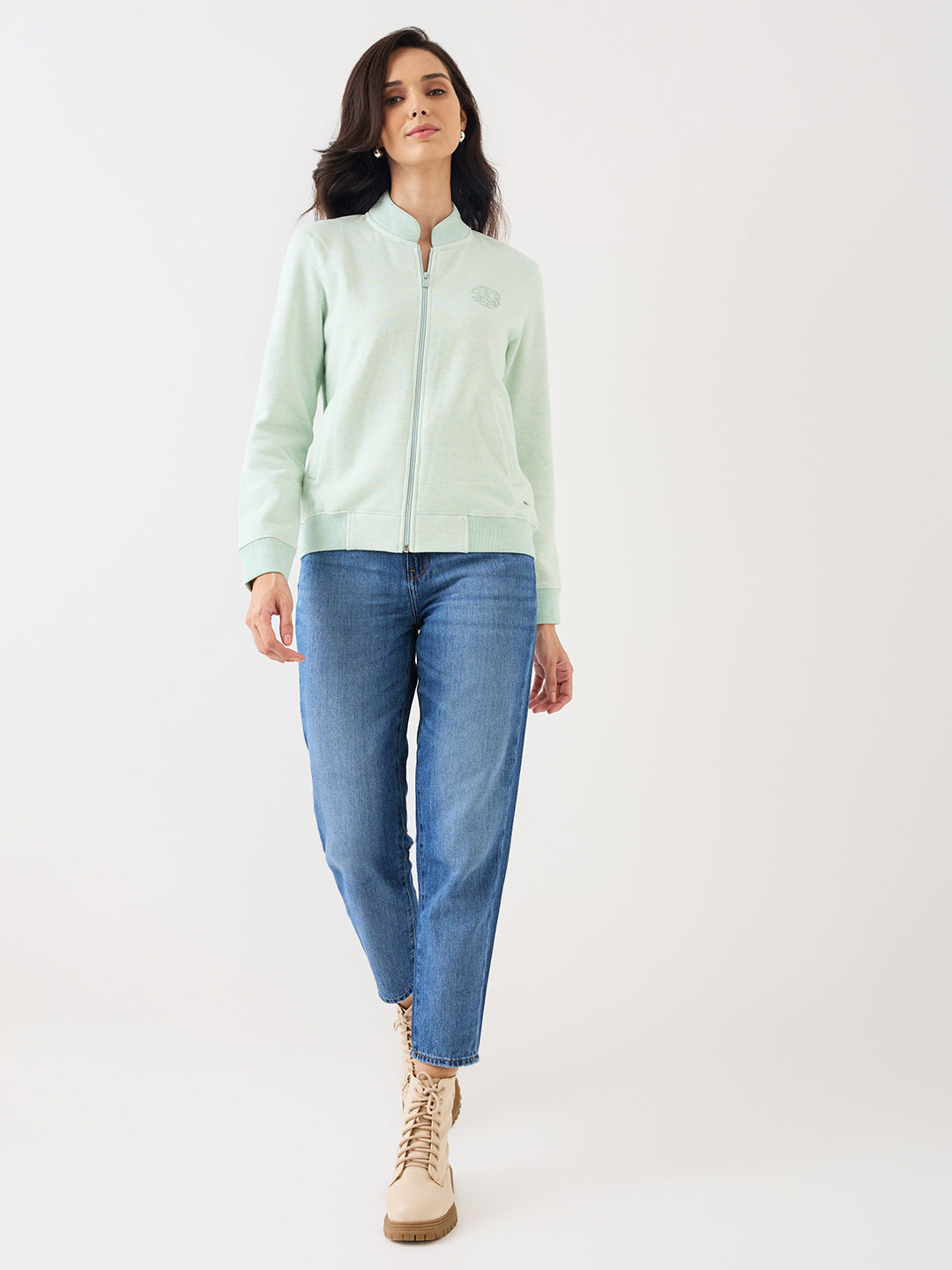 Spykar Sea Green Regular Fit Casual Sweatshirts For Women