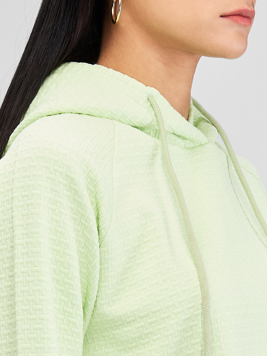 Spykar Green Full Sleeves Oversize Fit Solid Sweat Shirts For Women