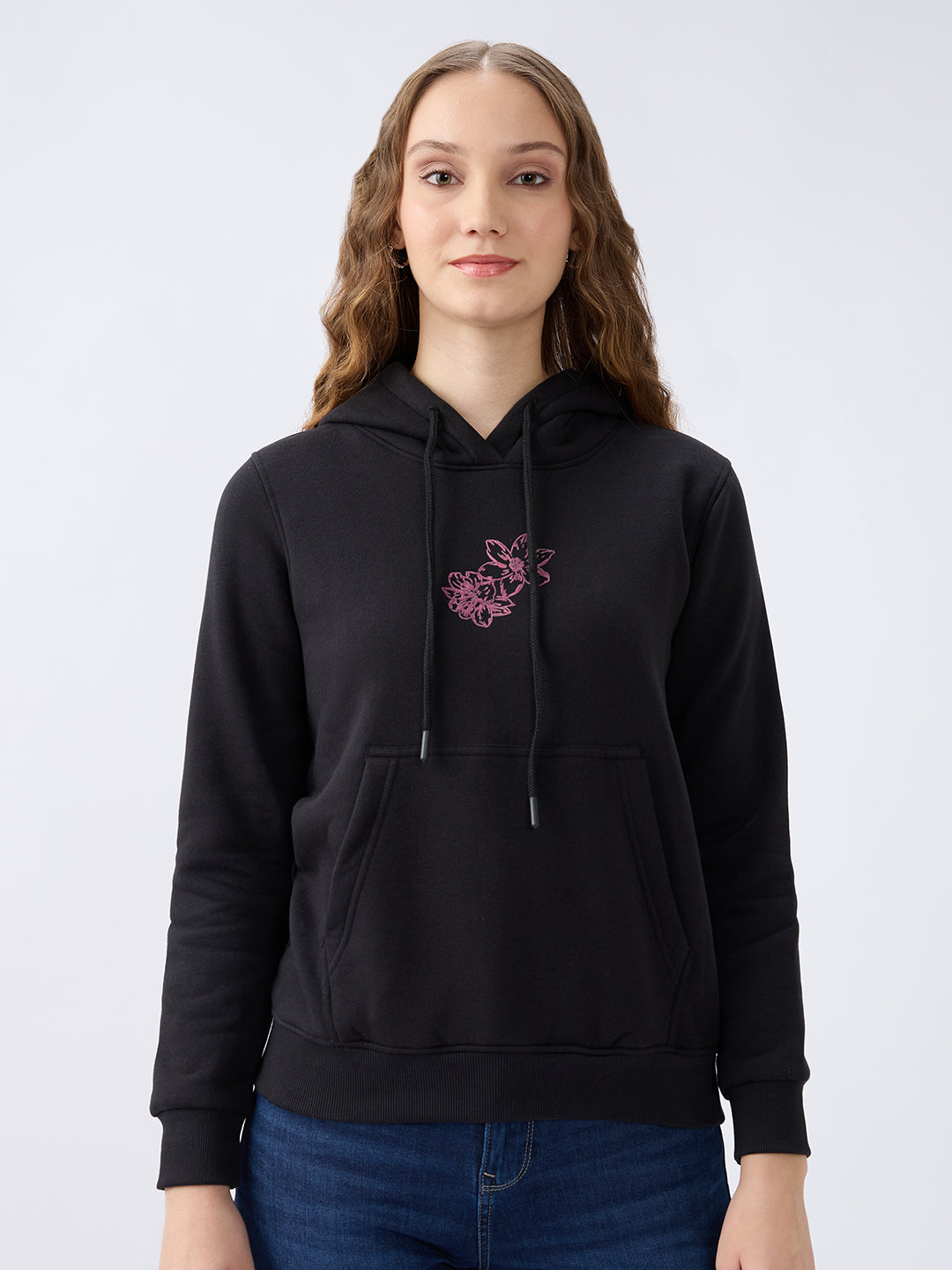 Spykar Black Regular Fit Casual Sweatshirts For Women
