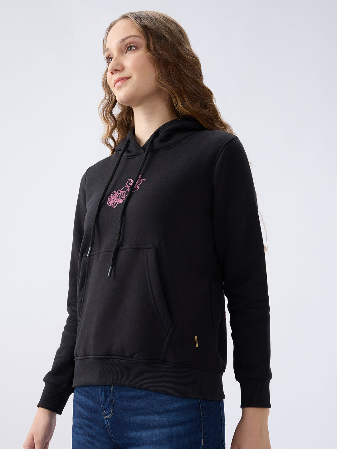 Spykar Black Regular Fit Casual Sweatshirts For Women