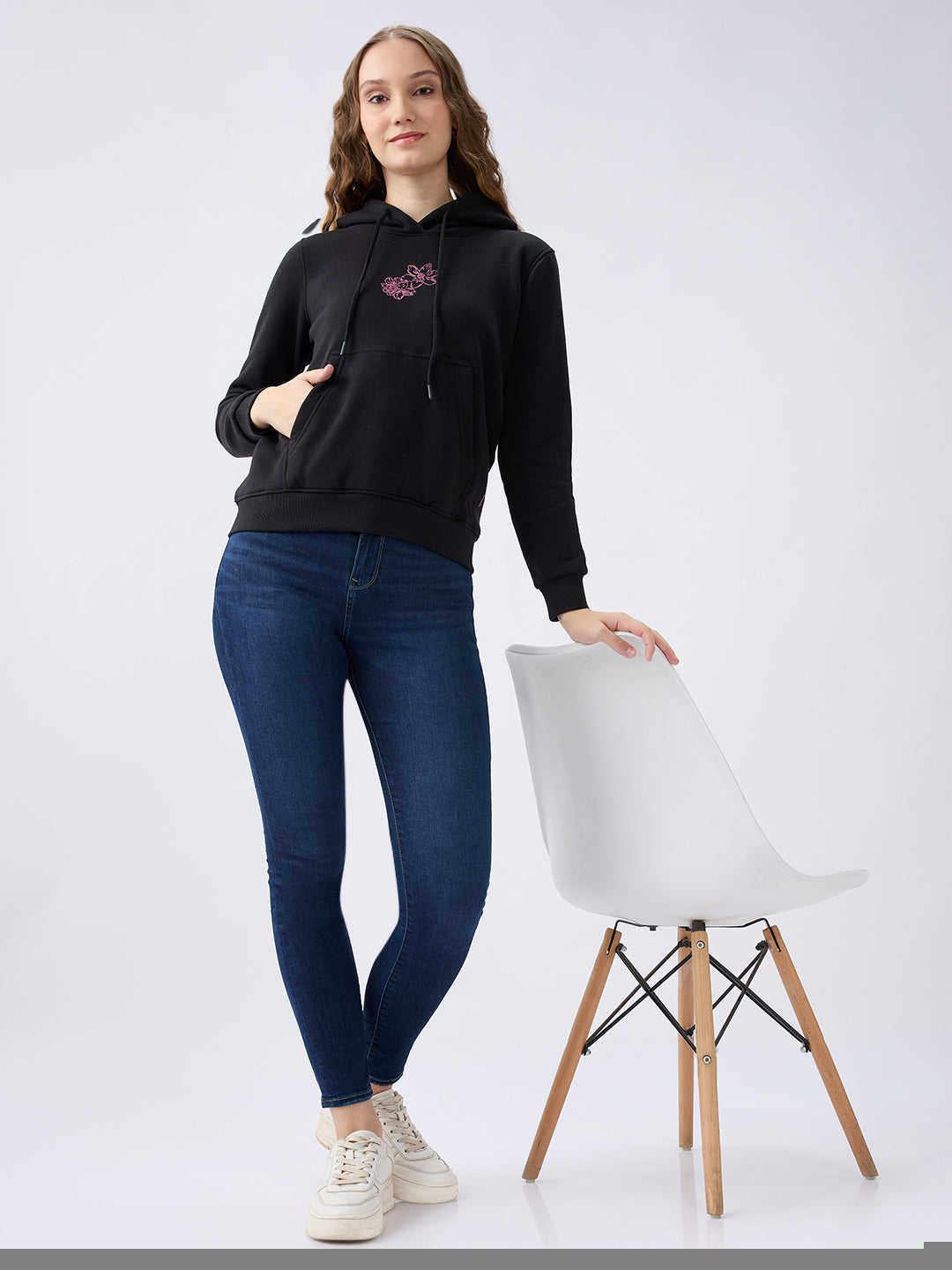 Spykar Black Regular Fit Casual Sweatshirts For Women