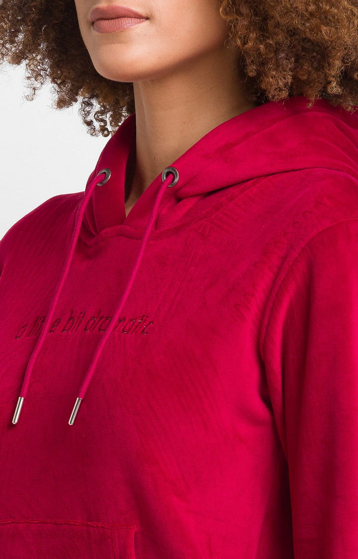 Spykar Wine Red Regular Fit Casual Sweatshirts For Women