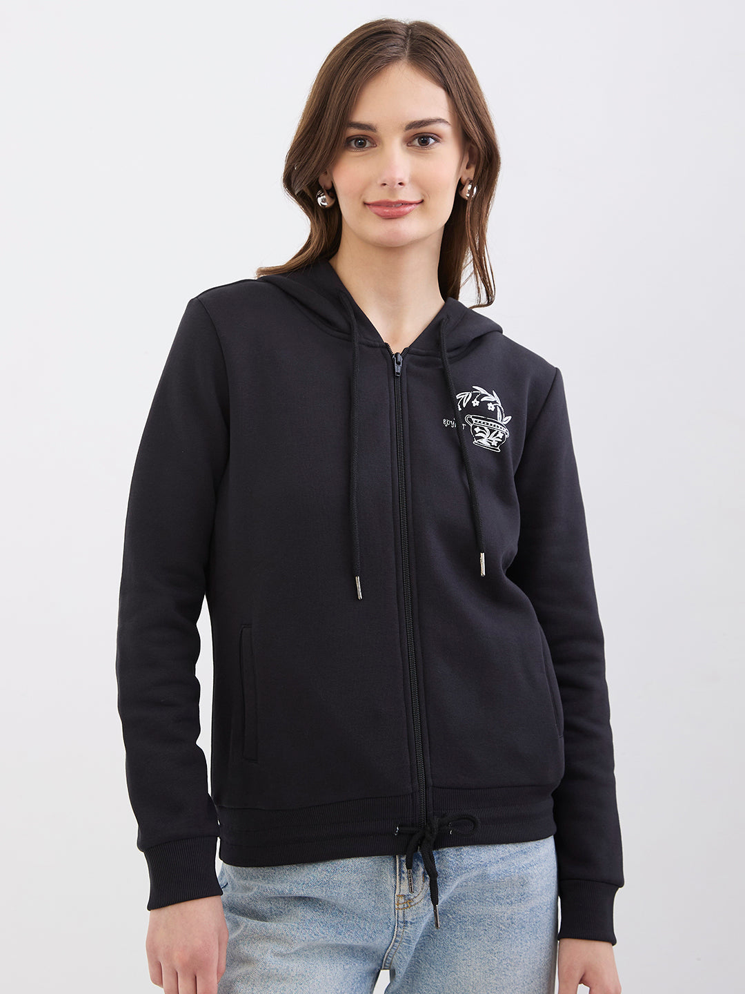 Women Sweatshirt Black Relaxed Fit