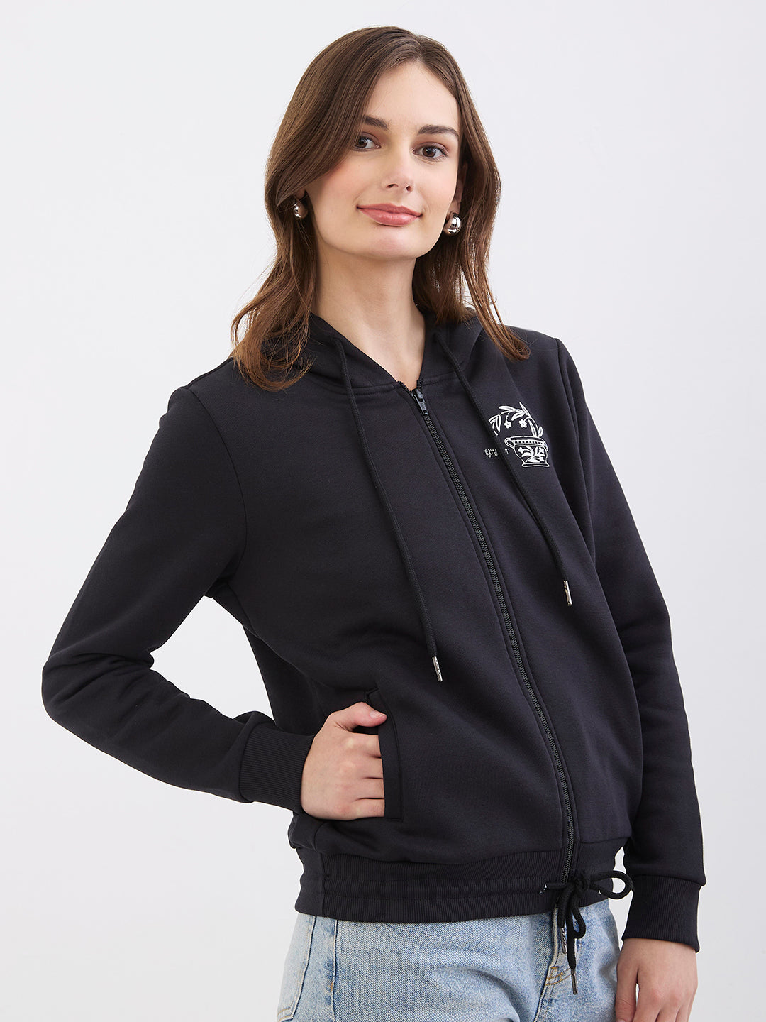 Women Sweatshirt Black Relaxed Fit