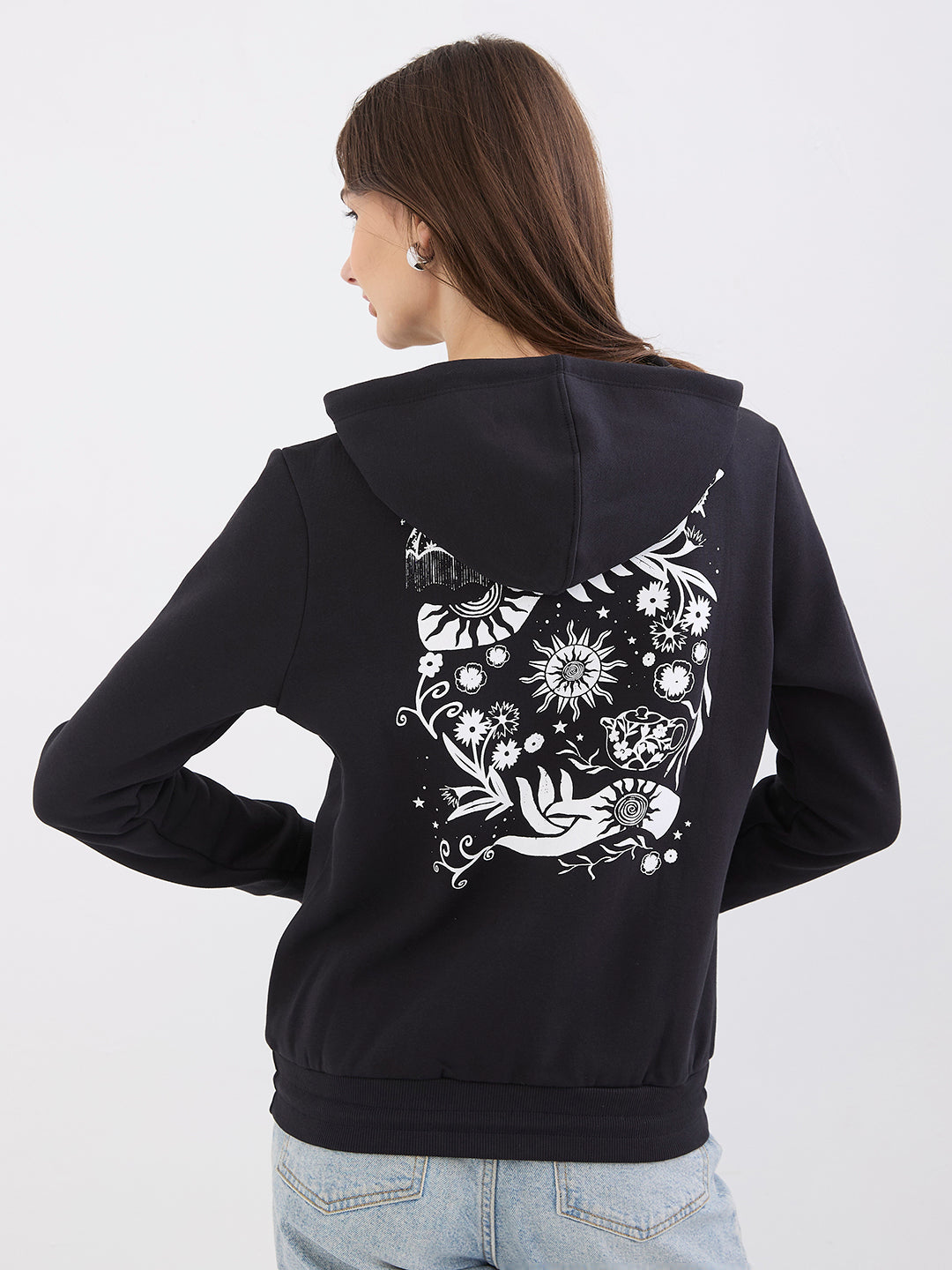 Spykar Black Relaxed Fit Casual Sweatshirts For Women