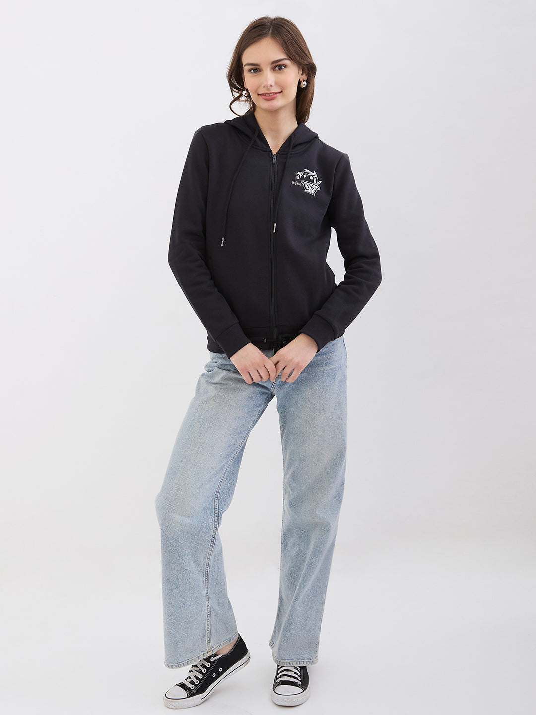 Women Sweatshirt Black Relaxed Fit