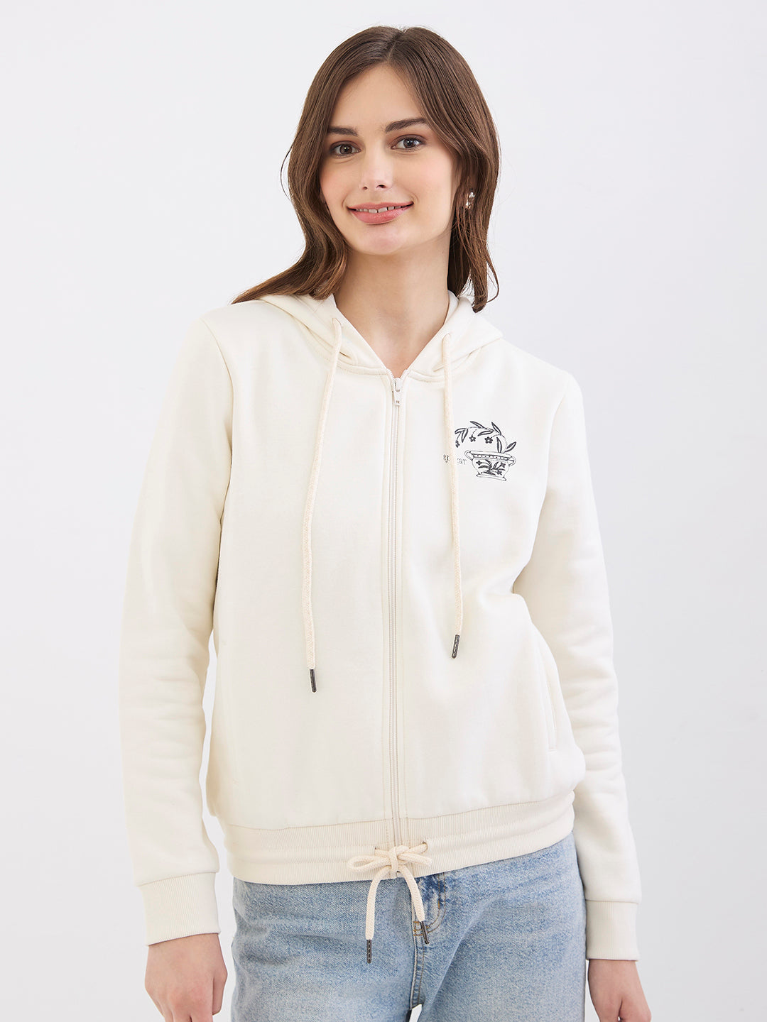 Women Sweatshirt Off White Relaxed Fit
