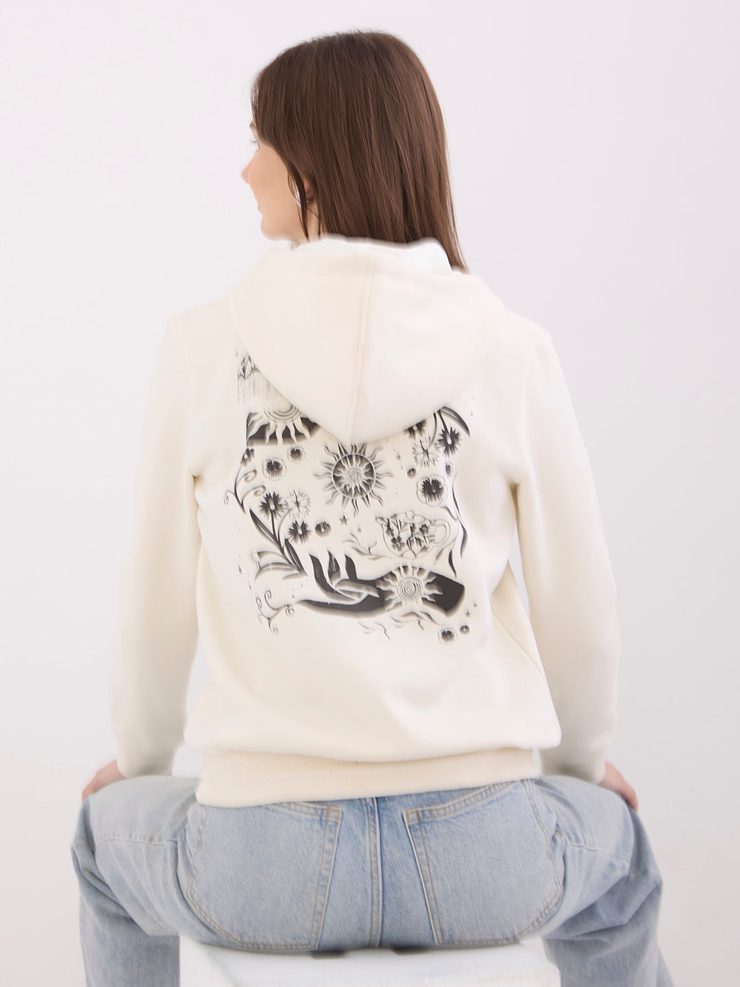 Spykar New Off White Relaxed Fit Casual Sweatshirts For Women