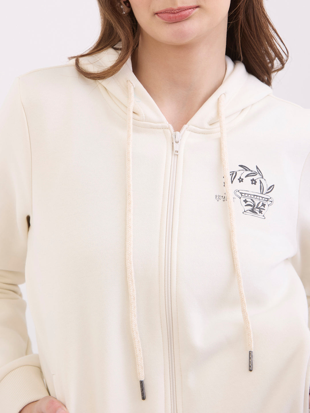 Spykar New Off White Relaxed Fit Casual Sweatshirts For Women