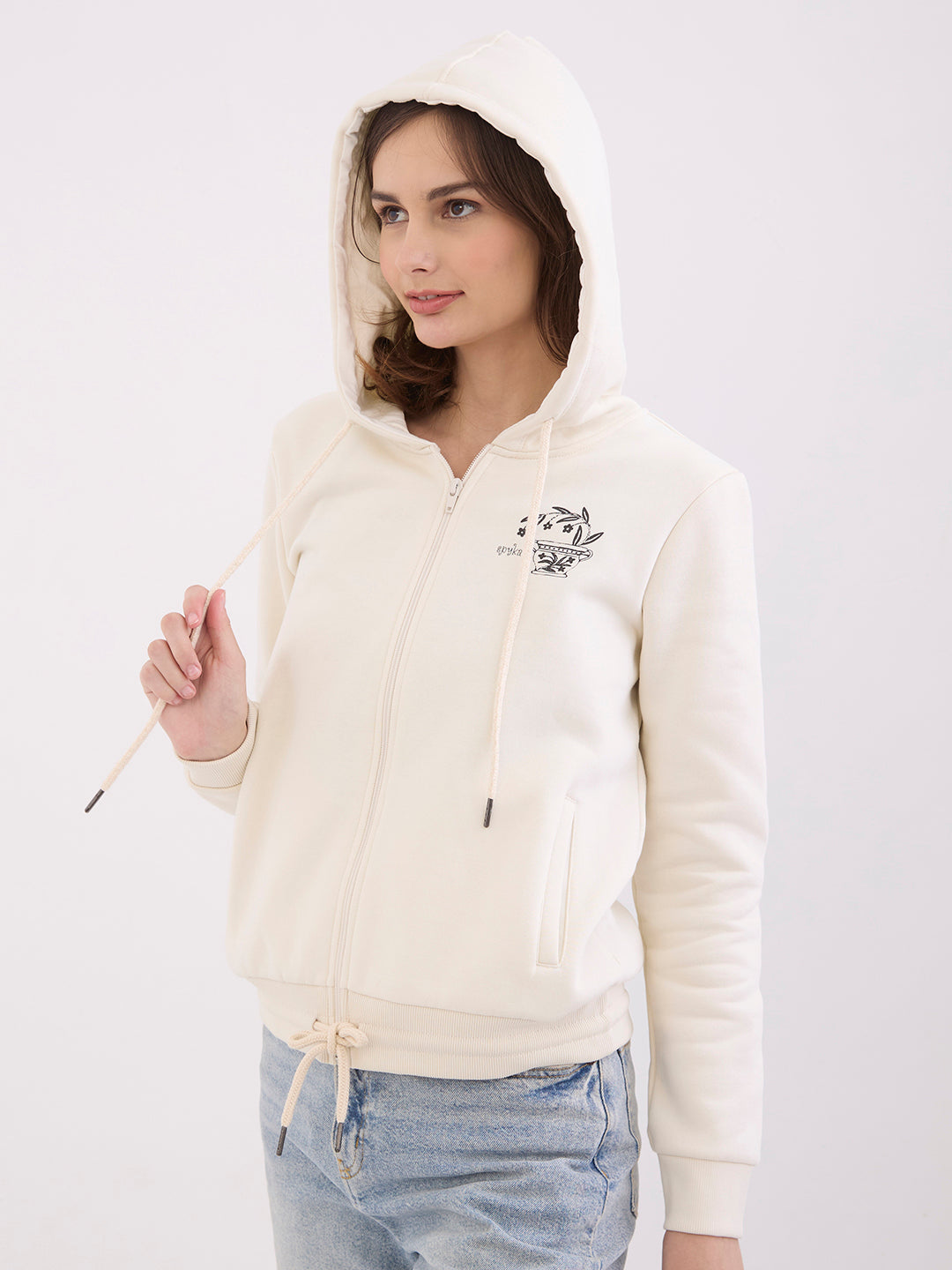 Spykar New Off White Relaxed Fit Casual Sweatshirts For Women