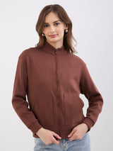Women Sweatshirt Brown Relaxed Fit