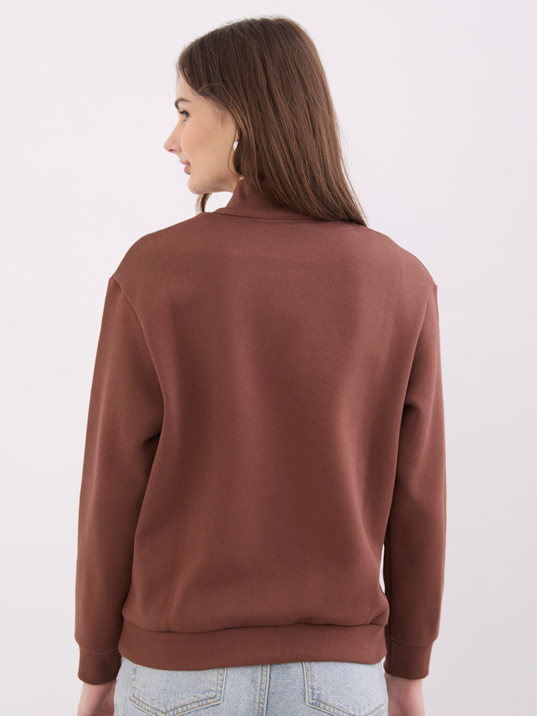 Spykar Sepia Brown Relaxed Fit Casual Sweatshirts For Women