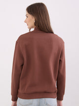 Women Sweatshirt Brown Relaxed Fit