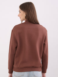 Women Sweatshirt Brown Relaxed Fit