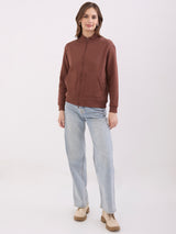 Women Sweatshirt Brown Relaxed Fit