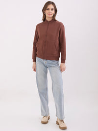 Women Sweatshirt Brown Relaxed Fit