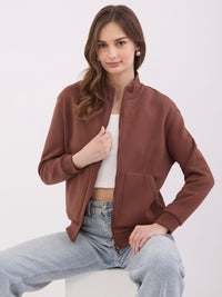 Women Sweatshirt Brown Relaxed Fit