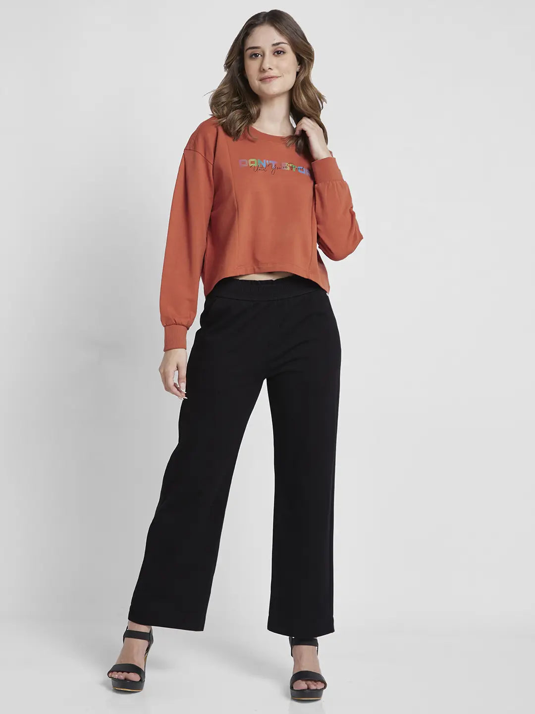 Spykar Terracotta Brown  Boxy Fit Sweatshirts For Women