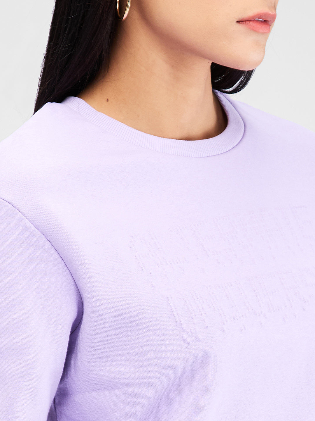 Spykar Purple Full Sleeves Regular Fit Solid Sweat Shirts For Women