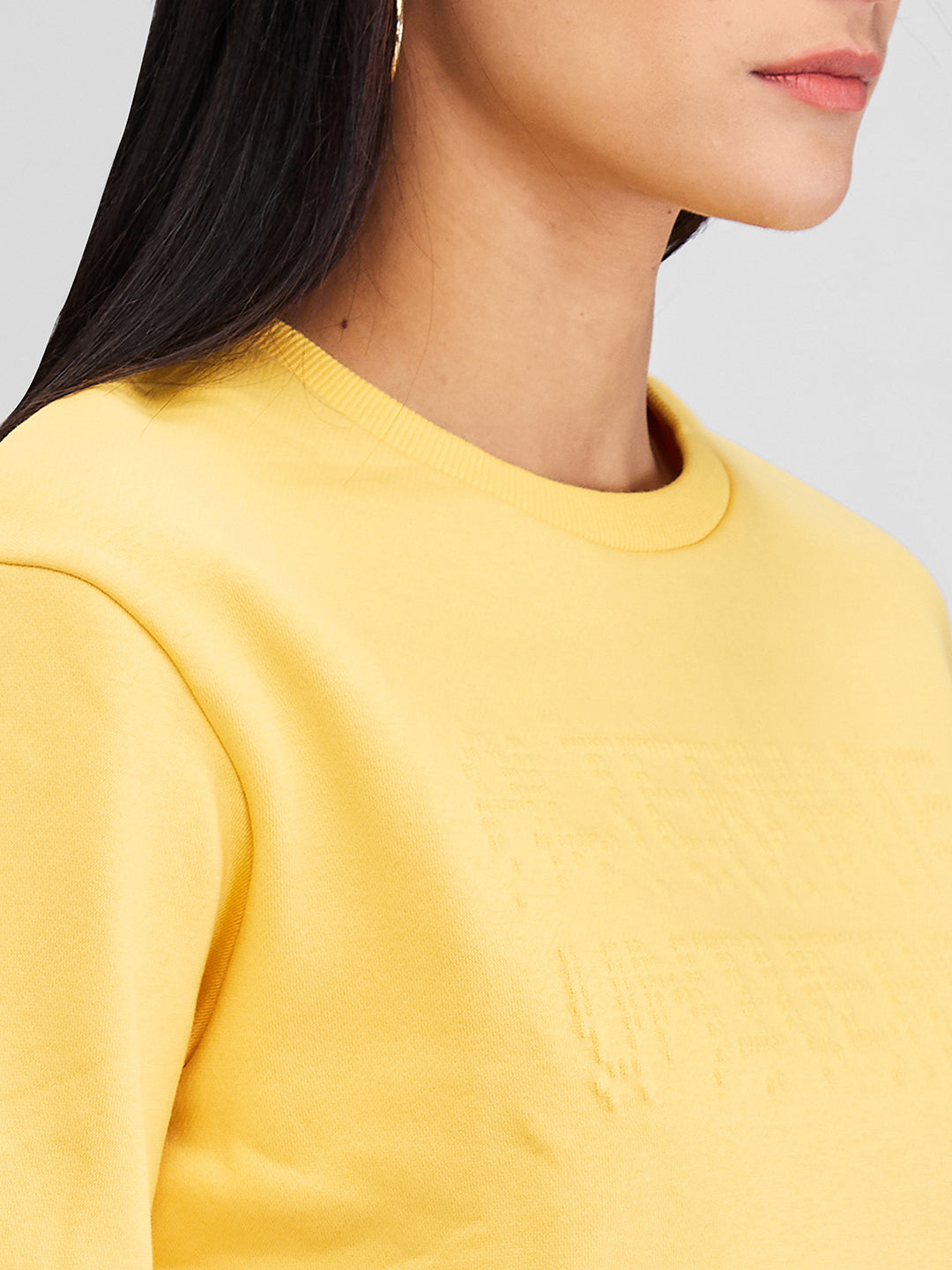 Spykar Yellow Full Sleeves Regular Fit Solid Sweat Shirts For Women