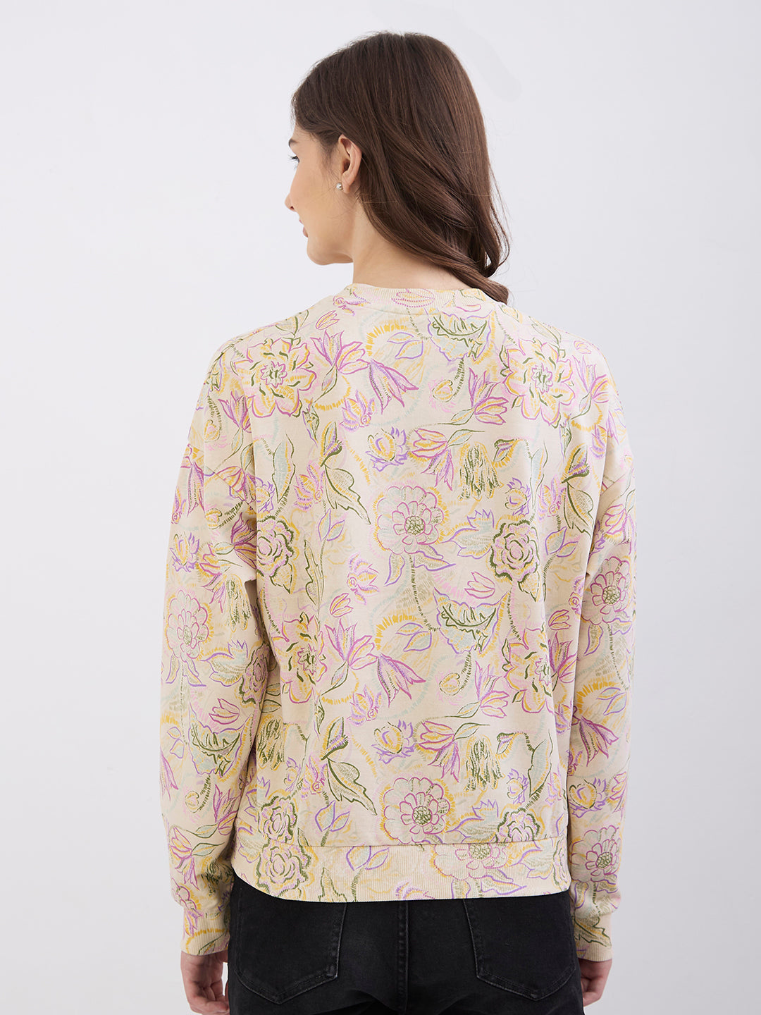Spykar Ecru Comfort Fit Casual Sweatshirts For Women