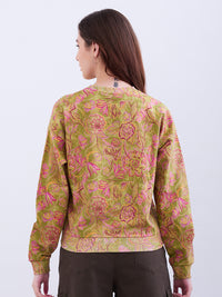 Women Sweatshirt Green Comfort Fit