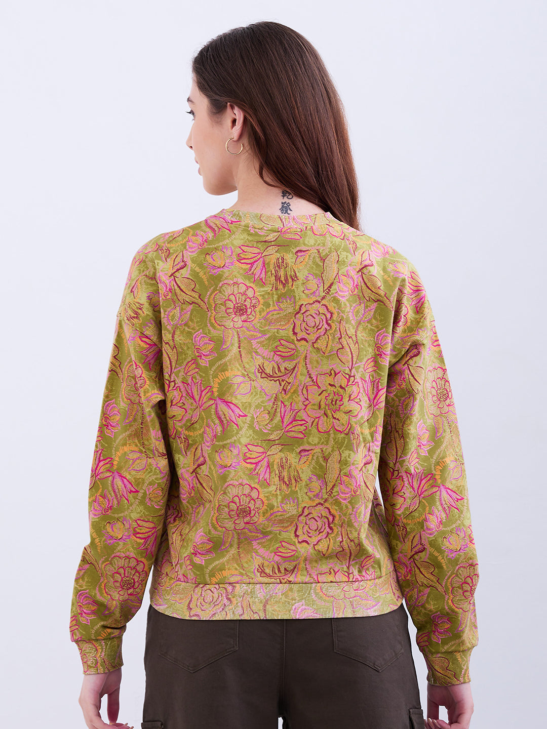 Women Sweatshirt Green Comfort Fit