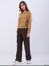 Women Sweatshirt Green Comfort Fit