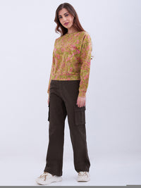 Women Sweatshirt Green Comfort Fit