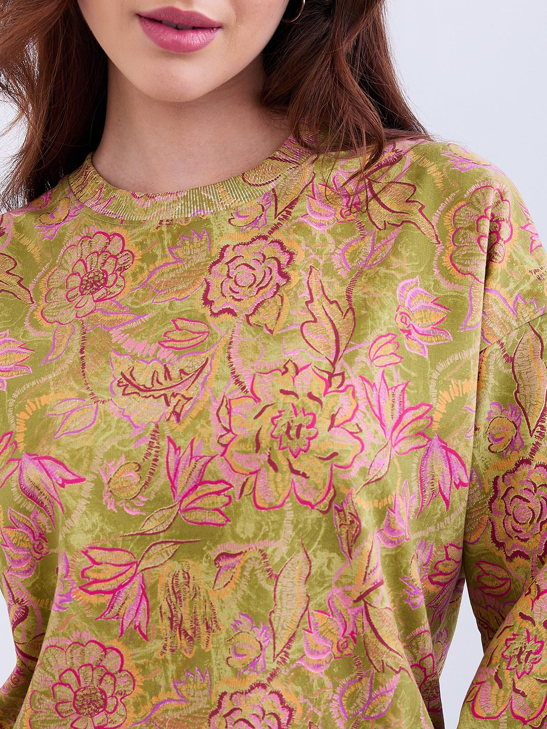 Women Sweatshirt Green Comfort Fit