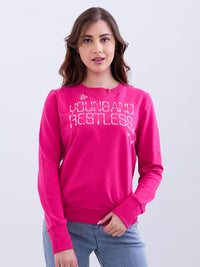 Women Sweatshirt Pink Relaxed Fit